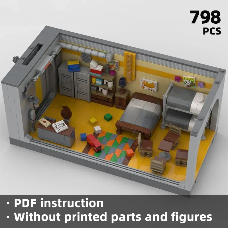 Piece Apocalyptic Bunker Building Bricks, Intricate Vault Interior with Tech Machinery Underground Shelter Diorama - Falowt！