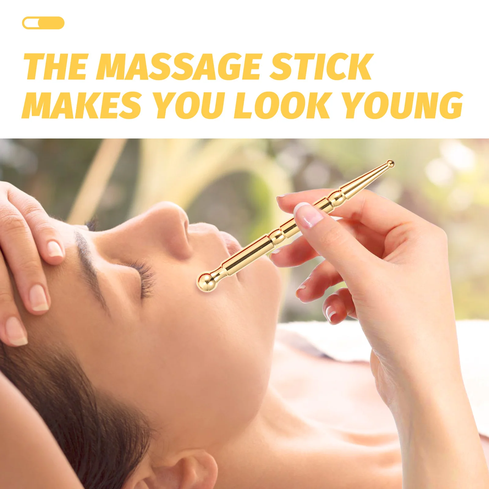 

Массажная палочка, латунный инструмент для облегчения боли глубоких тканей для тела, лица, акупунктурная рефлексология, портативный ручной массажер-ручка