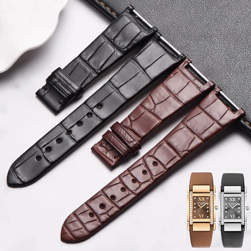 

FUYIJIA Luxury 22MM Alligator Skin/Silk Cowhide Watchbands P-ATEK P-HILIPPE TWENTY~4 4920R Substitute Strap Genuine Leather Belt