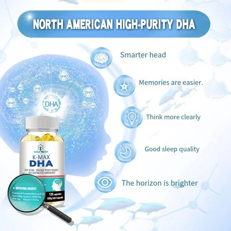 DHA Brain Booster - Enhances Memory Improves Cognitive Function Supports Heart Health, Nervous System and Energy Metabolism