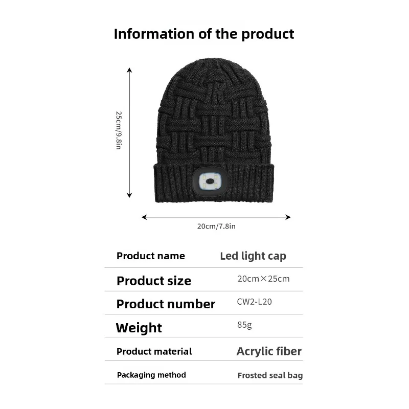 Bluetooth Music LED Beanie Hat 4 Bright Lights Rechargeable USB Lighted Knit Cap Outdoor Running Cycling Winter Warm Washable