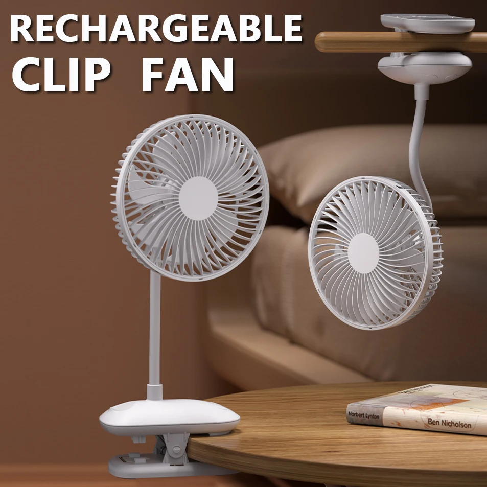 

KASYDoFF power bank fan Clip Fan Portable USB Stroller Fans with 4 gears Quiet Clip on Mini Table Fan 360° Rotatable Battery