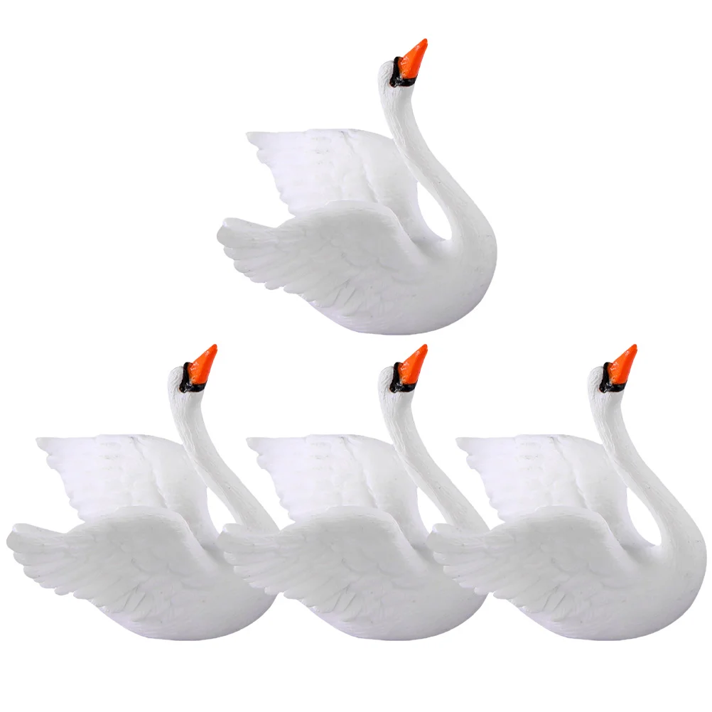 4 pçs mini cisne ornamento estatueta decoração micro paisagismo decorações estatuetas em miniatura figuras de animais de plástico