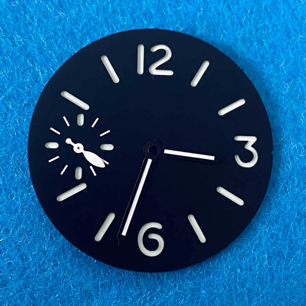 Piezas de inserción de esfera de reloj de 34,5mm con manecillas de reloj para ETA6497/ ST3600, movimiento, Accesorios luminosos verdes, modificar