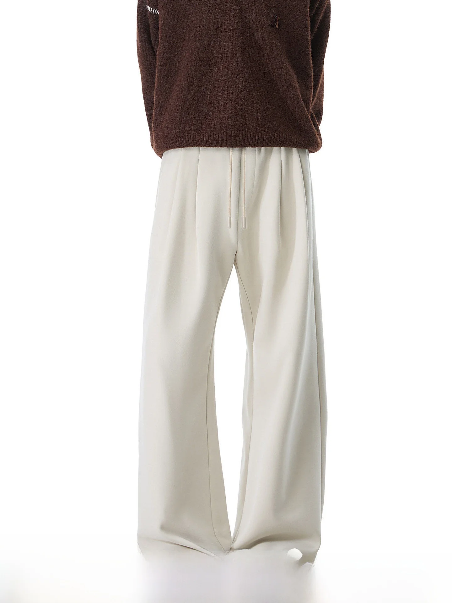 Men's Casual Straight Leg Pants Double Pleat Draping A-Line Commute Style Cotton Polyester Blend Autumn Fashion
