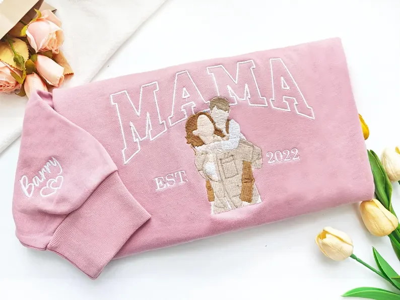 Custom Mama Sweatshirt with Photo-Personalized Mom Sweatshirt,Custom Family Picture Shirt,Custom Sweatshirt for Mom Mother Gift