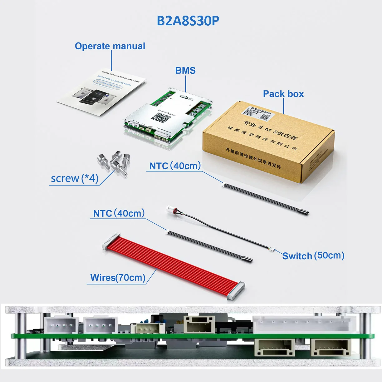 Jikong bmsスマートリチウムイオンバッテリー、アクティブバランス、充電および放電保護、jk bms、b2a8s30p、2a、300a、4s〜8s、lipod4