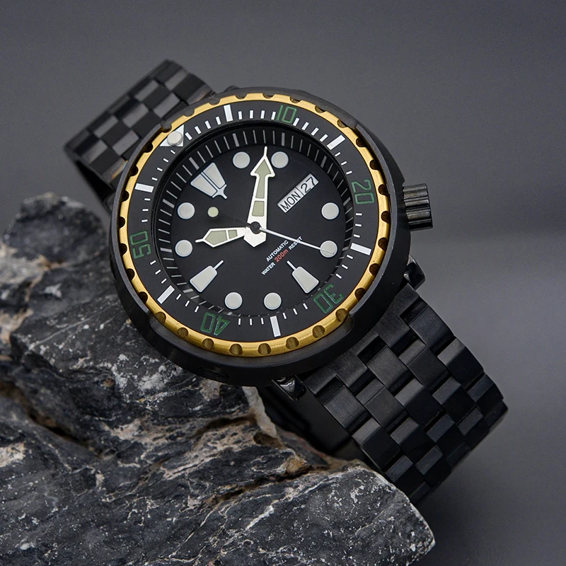 Black Tuna Case 20ATM Waterproof Sapphire Crystal Watch NH35 Japan Movement Luminous Dial Tuna Canned Diving Watch Men Watch