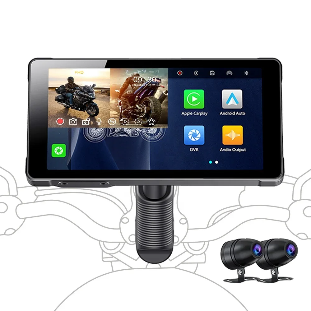 5.5 Inch touch screen Motorcycle carplay navigation wireless Bluetooth carplay for recording