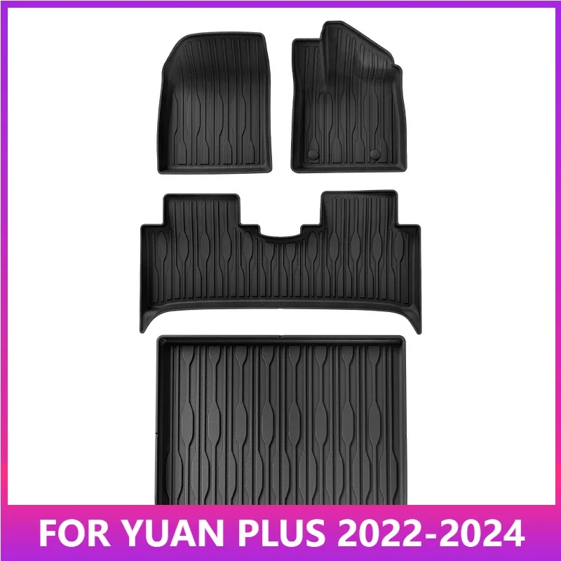 

Коврики для BYD ATTO3 ATTO 3 YUAN PLUS 2022-2024 Автомобильные коврики на багажник TPE 3D Коврик для ног без запаха Набор подносов ЧЕРНЫЙ