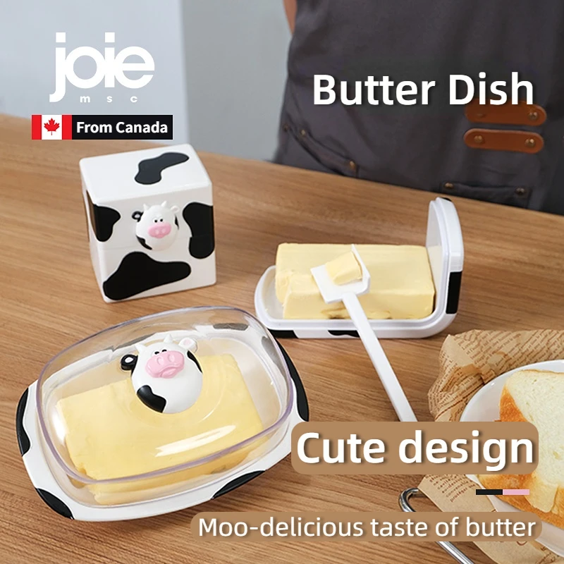 Joie MooMoo Butter Dish with Lid Butter container Butter Storage Box for Refrigerator Butter Cheese Storage Box Tableware