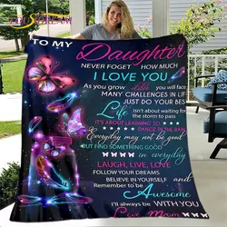 To My Daughter Soft Plush Quilt Blanket,Flannel Blanket Warm Throw Blanket for Living Room Bedroom Bed Sofa Gift for Daughter