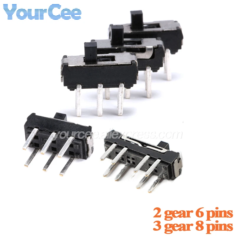100pcs/10pcs Toggle Switch 6Pin On/Off 1P2T SPDT DIP Toggle Slide Switch Mini Switch 0.3A 6VDC 2 Gear 6 Pin 3 Gear 8 Pin