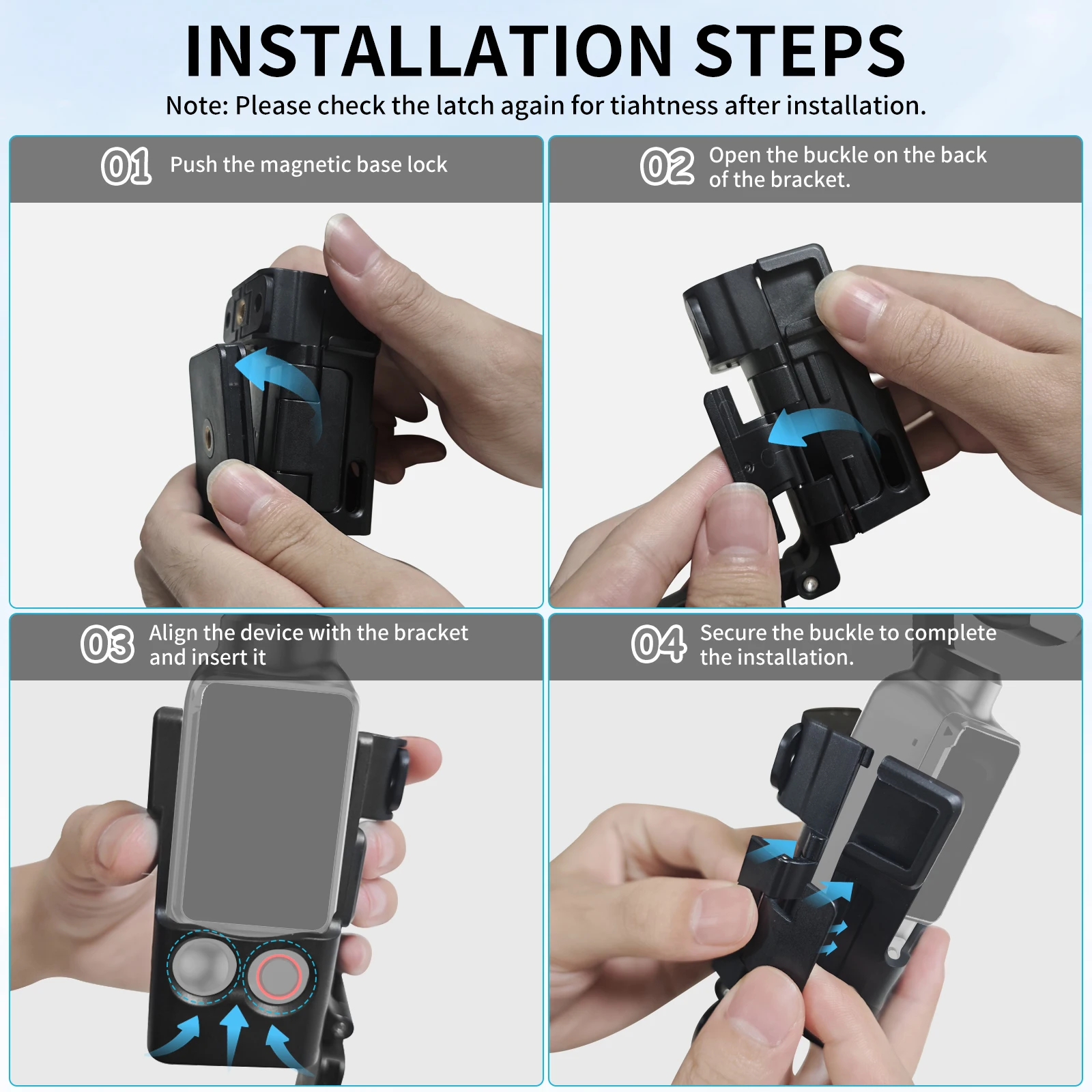 Ramka adaptera magnetycznego PK02 do kamery DJI Osmo Pocket 3, uchwyt rozszerzający, podstawa do montażu na biurku, akcesoria do nagrywania wideo Vlog — zdjęcie produktu 6