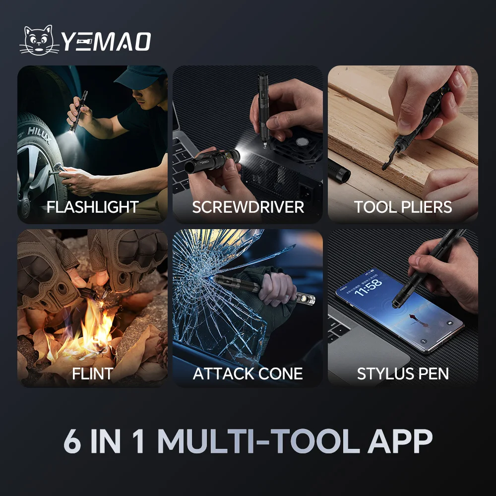 YEMAO LED Pen Flashlights Waterproof Pocket Rechargeable Flashlight With Clip Small Flashlights For Outdoor, Work, Emergency