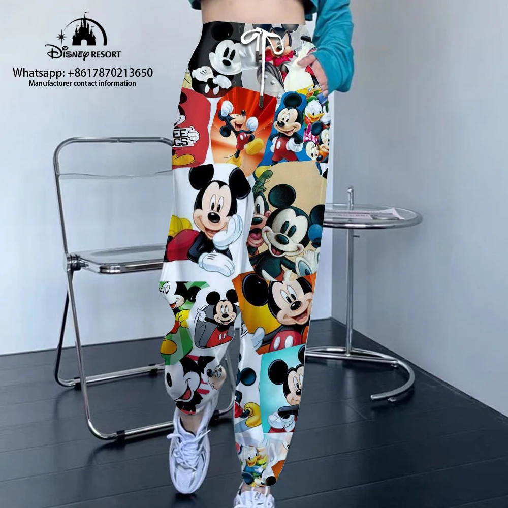 Autumn Mickey Minnie and Stitch Cartoon Print Women\'s Fashion Casual Jogging Sweatpants Street Style Drawstring Pants y2k