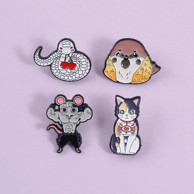 Animal Brooches Cartoon Cute Sparrow and Mouse Metal Badges Small Gifts Wholesale Cap Pins for Caps Brooch Backpack Accessories