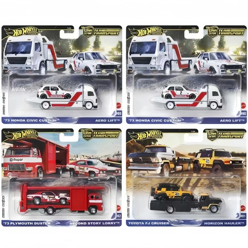 

New Hot Wheels 1:64 Team Transport 2025 G Case Toyota Honda Plymouth Set Model Car Toys Die-Cast Vehicle Flf56 Ornaments Gift