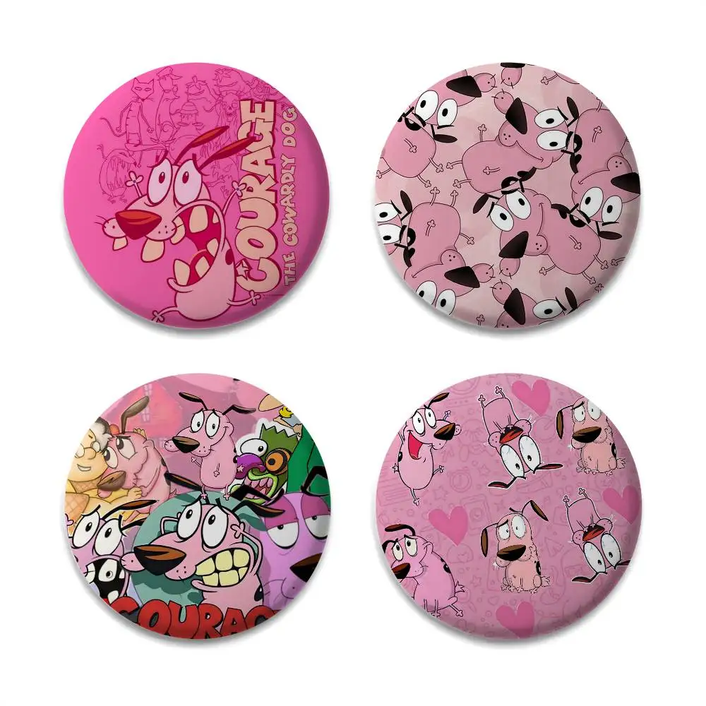 

C-Courages C-Cowardlys Dog Badges Round Exquisite Badge Brooches Creative Pins For Clothes Hat Backpack Gift Accessories