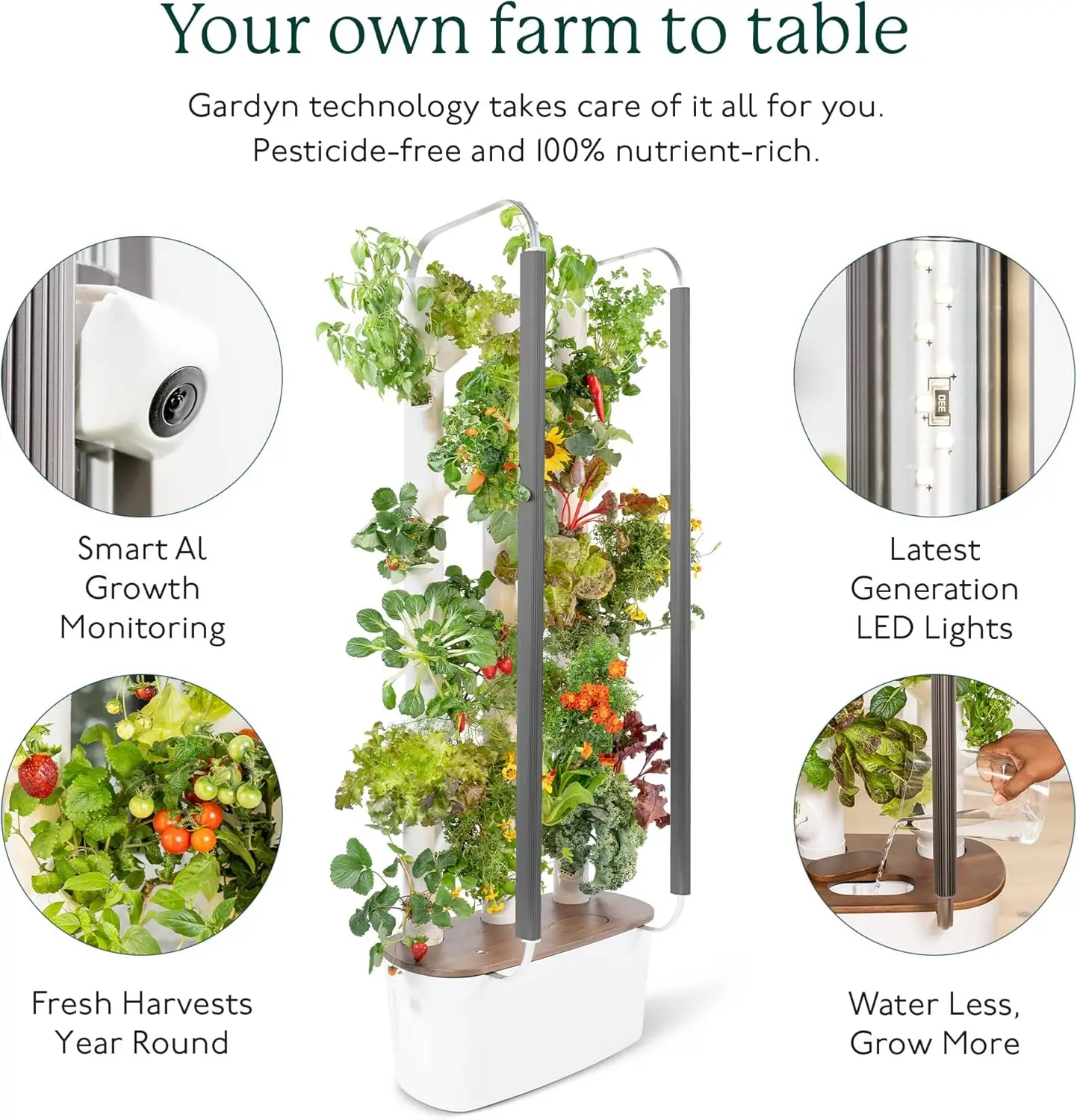 Sistema de cultivo hidropónico Vertical para interiores, plantador de jardín, incluye 30 plantas de interior sin GMO, hierbas y luces LED de cultivo