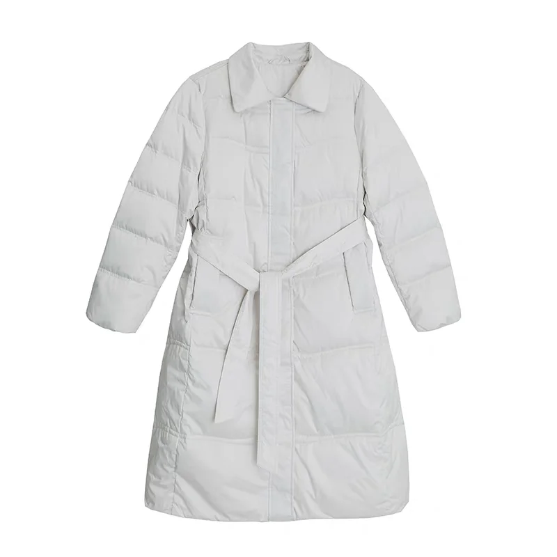 

Длинная пуховая куртка Ele с поясом, модная зимняя новинка, женская одежда от Niujia 2025 Sli Commute Sle Du...