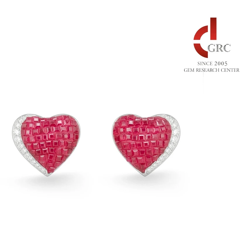 KQDANCE 925 Sterling Silver Synthetic Zircon Earrings Lab Grown Heart Ruby Fine Jewelry for Women's Valentines Birthday Gift