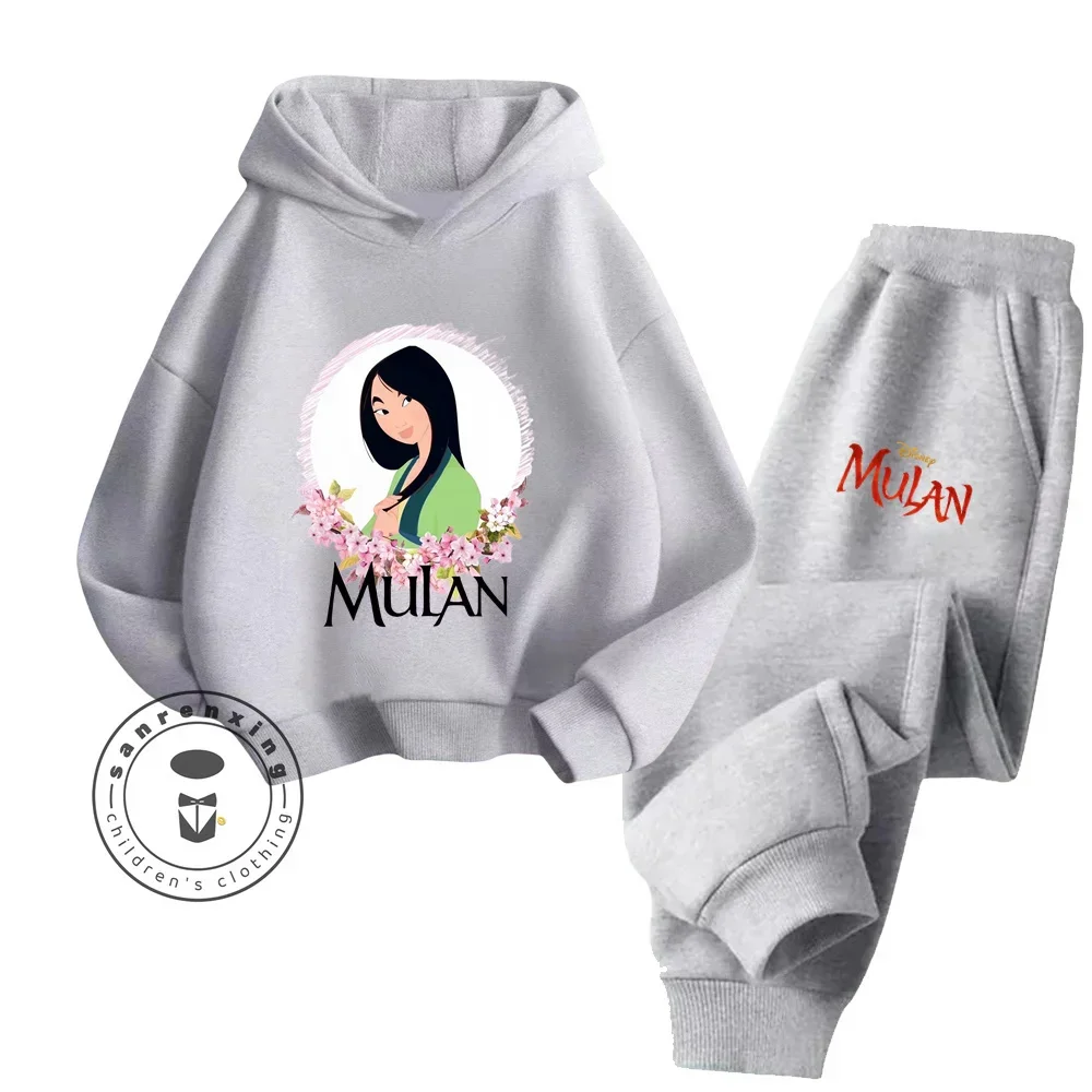 2024 Hot Children\'s Mulan Themed Fashion Wear with Comfy Loose Fit Sweatshirts Solid Colors New Casual Cute Hoodie Tracksuit