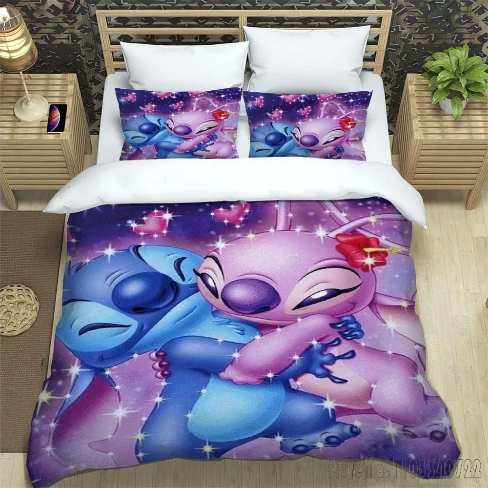 Anime Disney Stitch Love Child Duvet Cover Set HD Comforter Cover for Kids Bedding Sets Bedclothes Bedroom Decor