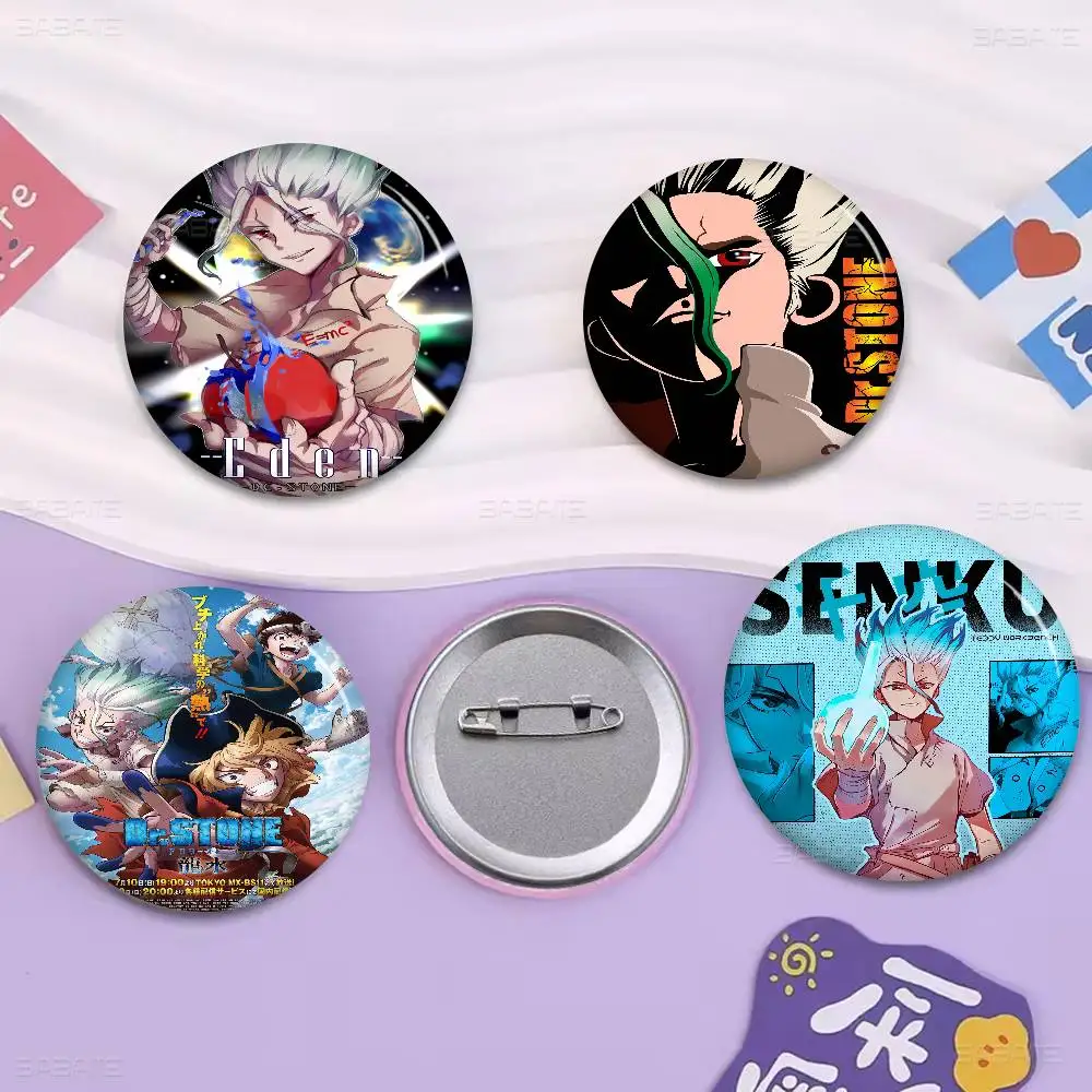 

D-Dr Stone Anime Photo Brooches Creative Round Badge Gifts Pins 32/44/58mm