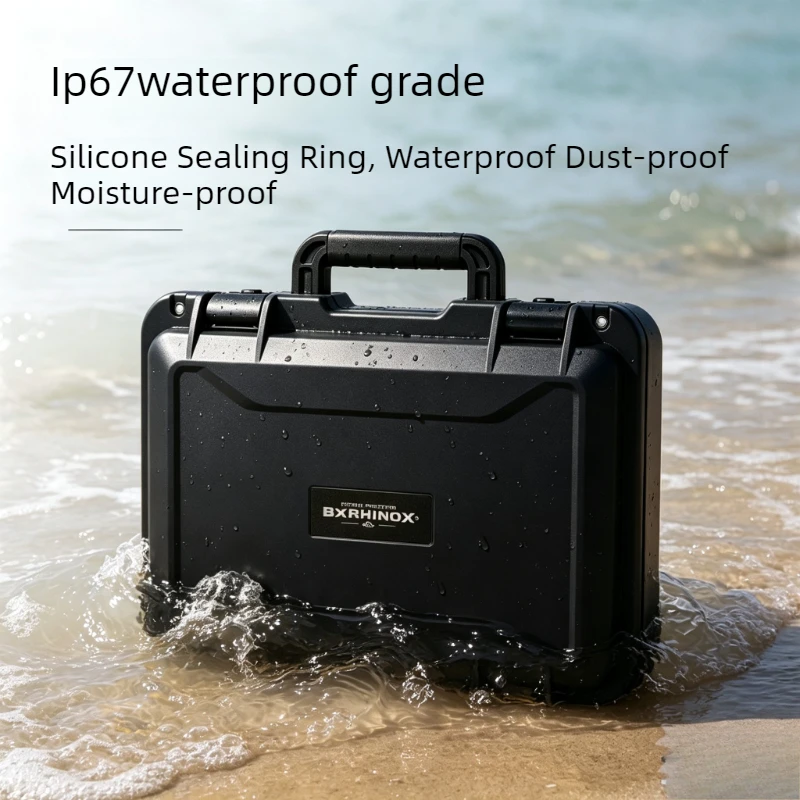 Black Trolley Case Waterproof Instrument Protective Box Portable Tool Storage Case Household Equipment Organizer Tools Box
