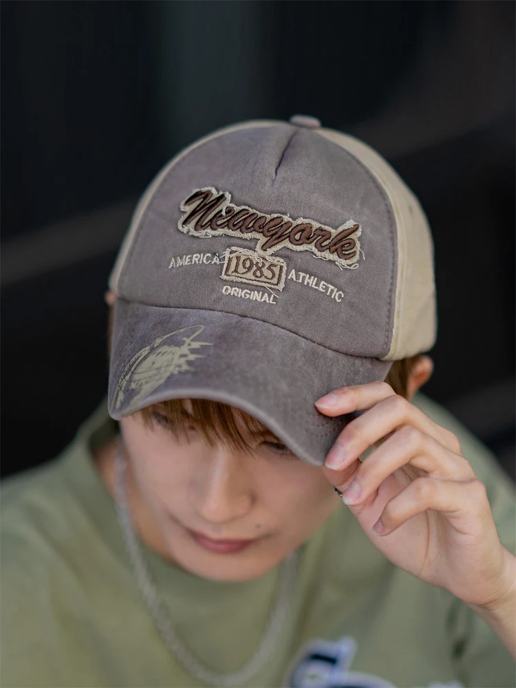 Spring and summer men's and women's retro peaked caps, washed baseball caps, casual trend versatile truck caps 3