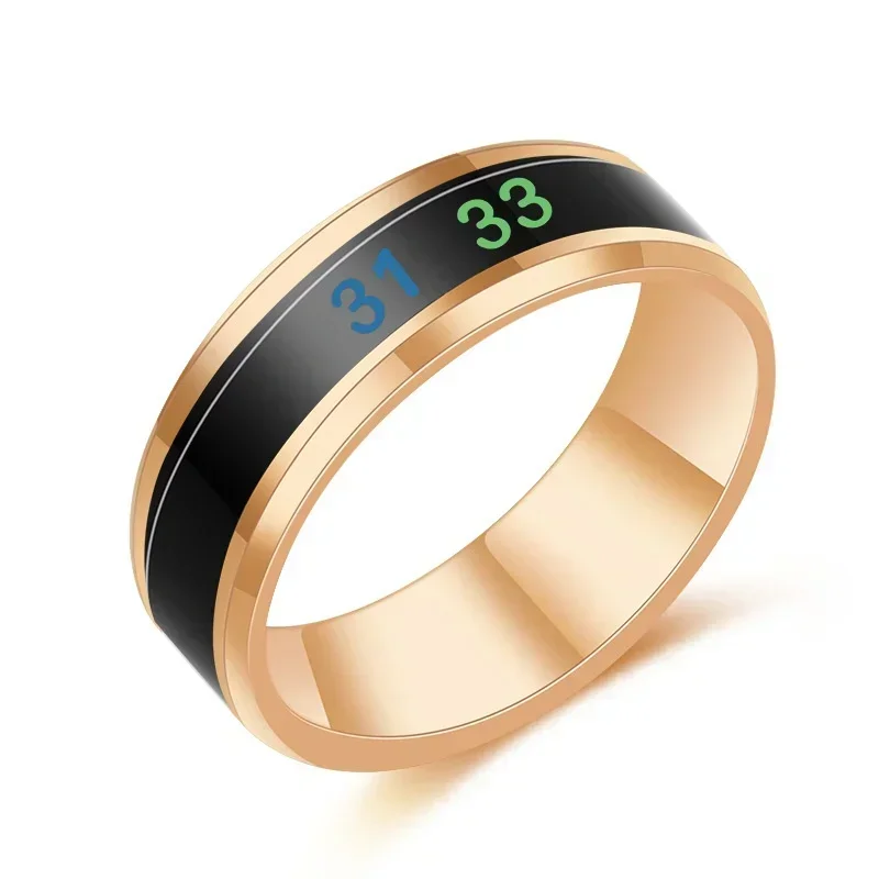 Fashionable stainless steel smart temperature-sensitive color-changing ring jewelry gift for men and women couples