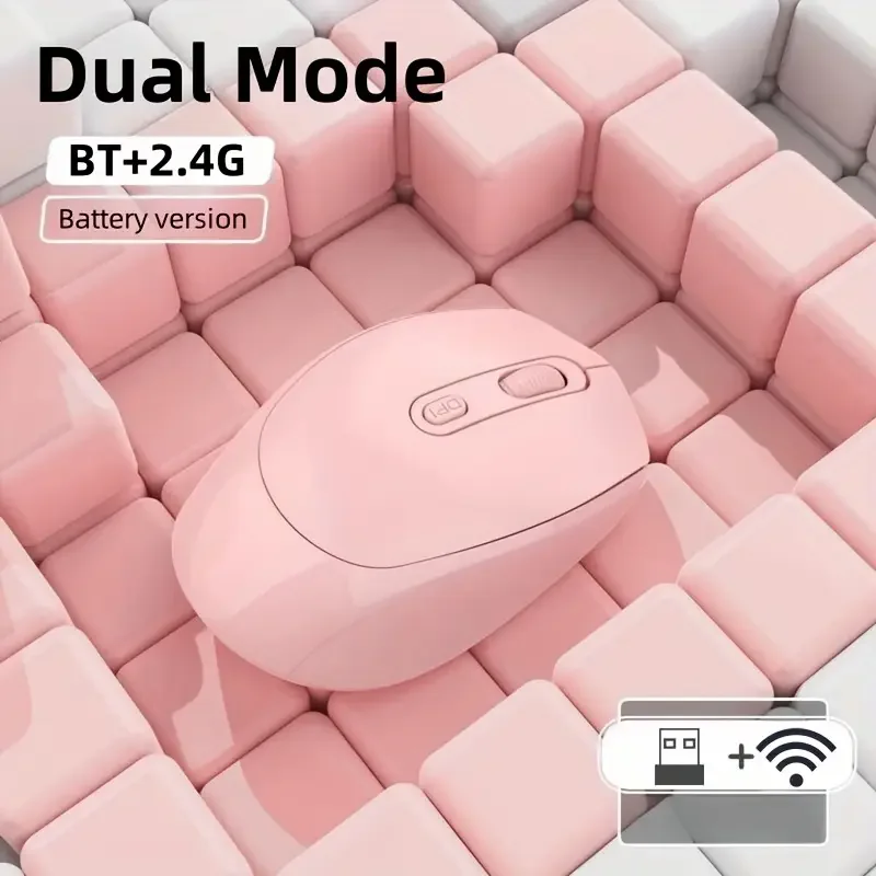 Wireless Mouse & Mouse Pad Set, 2.4G/Bluetooth-compatible Ergonomic Mouse, Non-Slip Desk Mat, Office Accessories for Laptop PC
