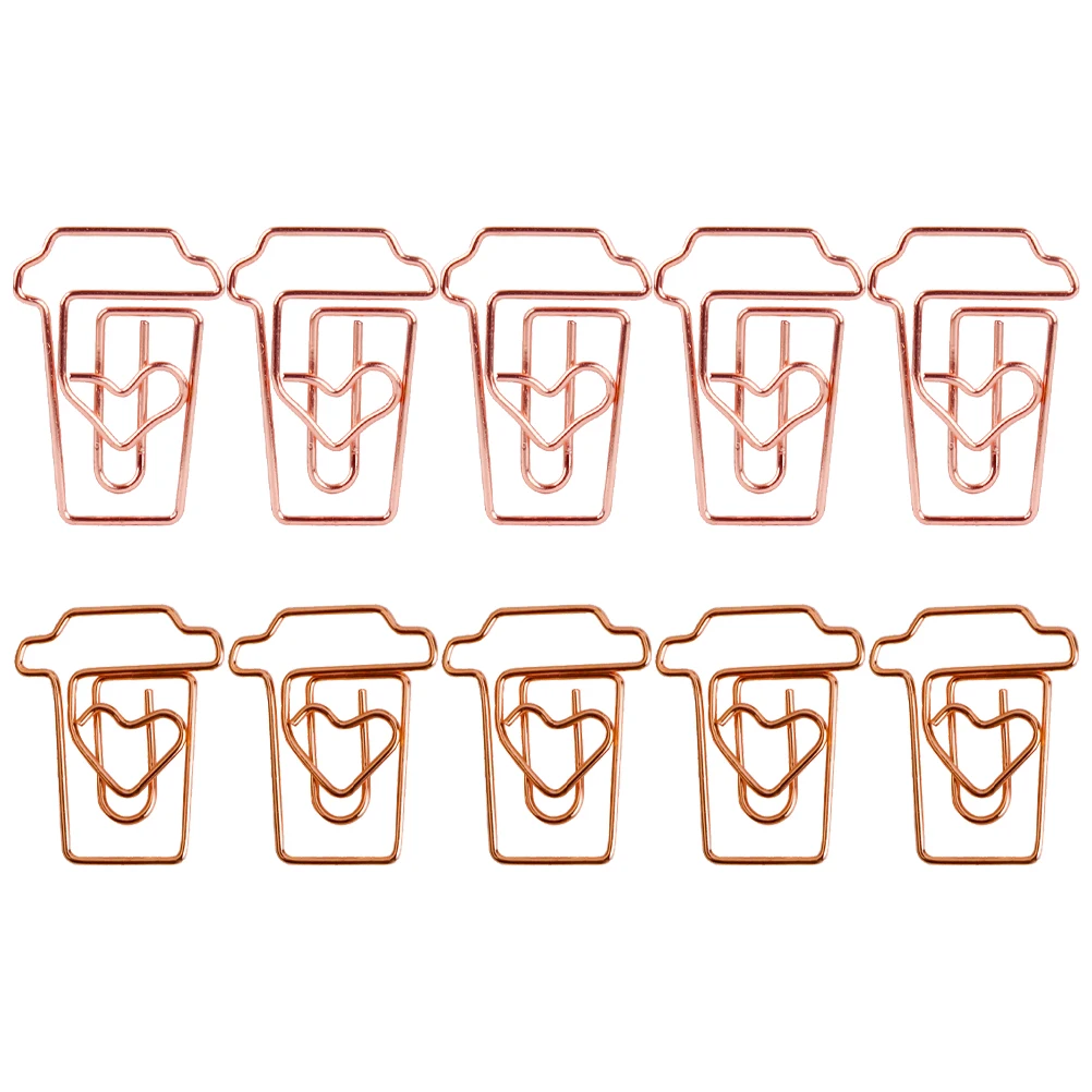 

24Pcs Cartoon Paper Clips Coffee Cup Shape Metal Office Supplies Sturdy Bookmark Pins Reusable Booknote ganizers Assortment