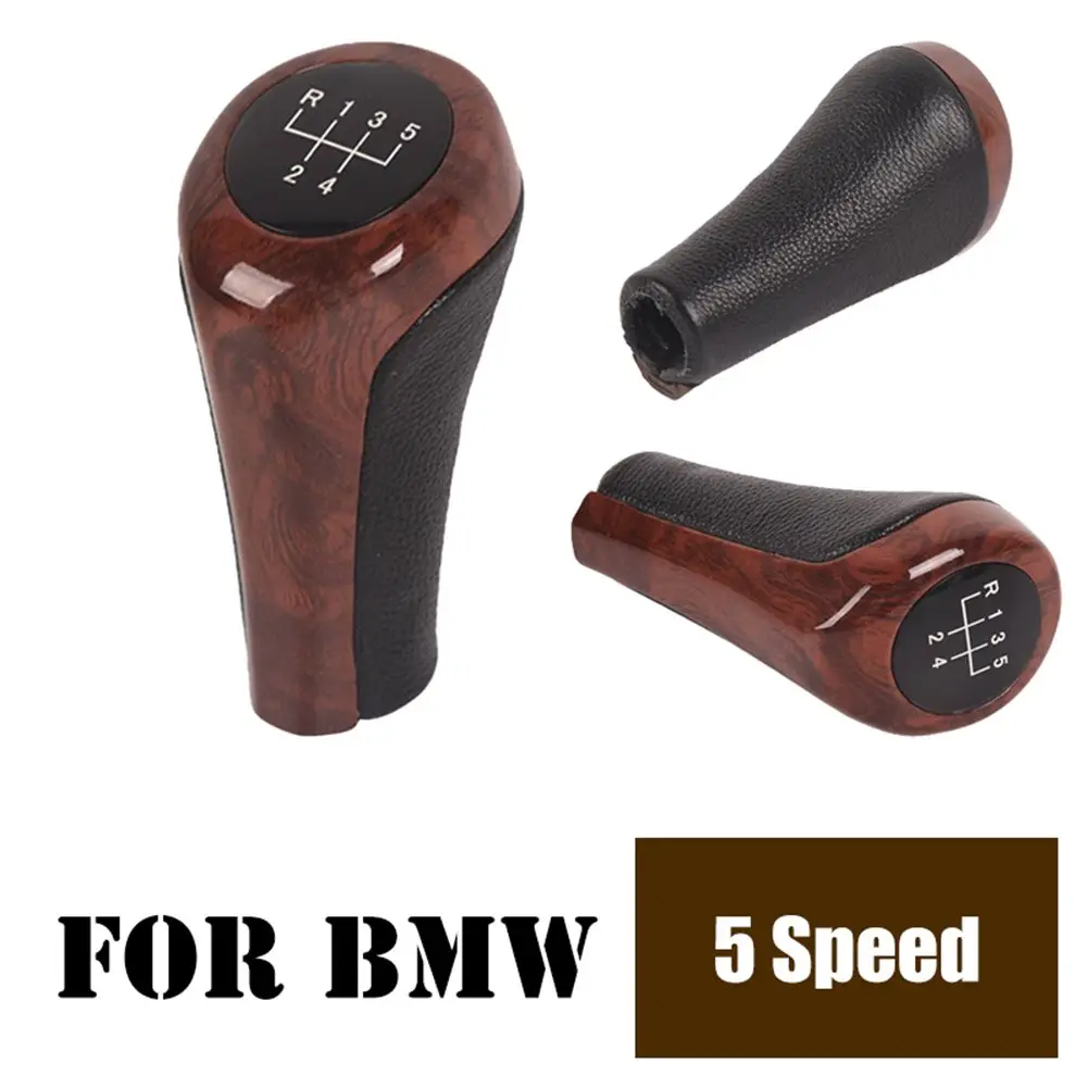 

5/6 Speed Gear Shift Knob Wood Grain Leather For BMW E30 E36 E46 E39 E34 Z3 E53 Interior Replacement Parts Gear Shift Knob