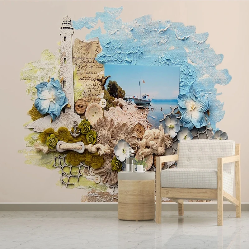 Custom 3D Photo Mural Wallpaper 3D Relief Cartoon Landscape Fresco Bedroom Background Decor Wall Sticker Papel De Parede