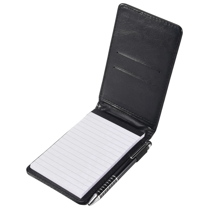 Imagem -02 - Mini Pocket Notepad Holder Conjunto com Caneta de Metal Pocket Notebook Recargas Preto 10 Pcs