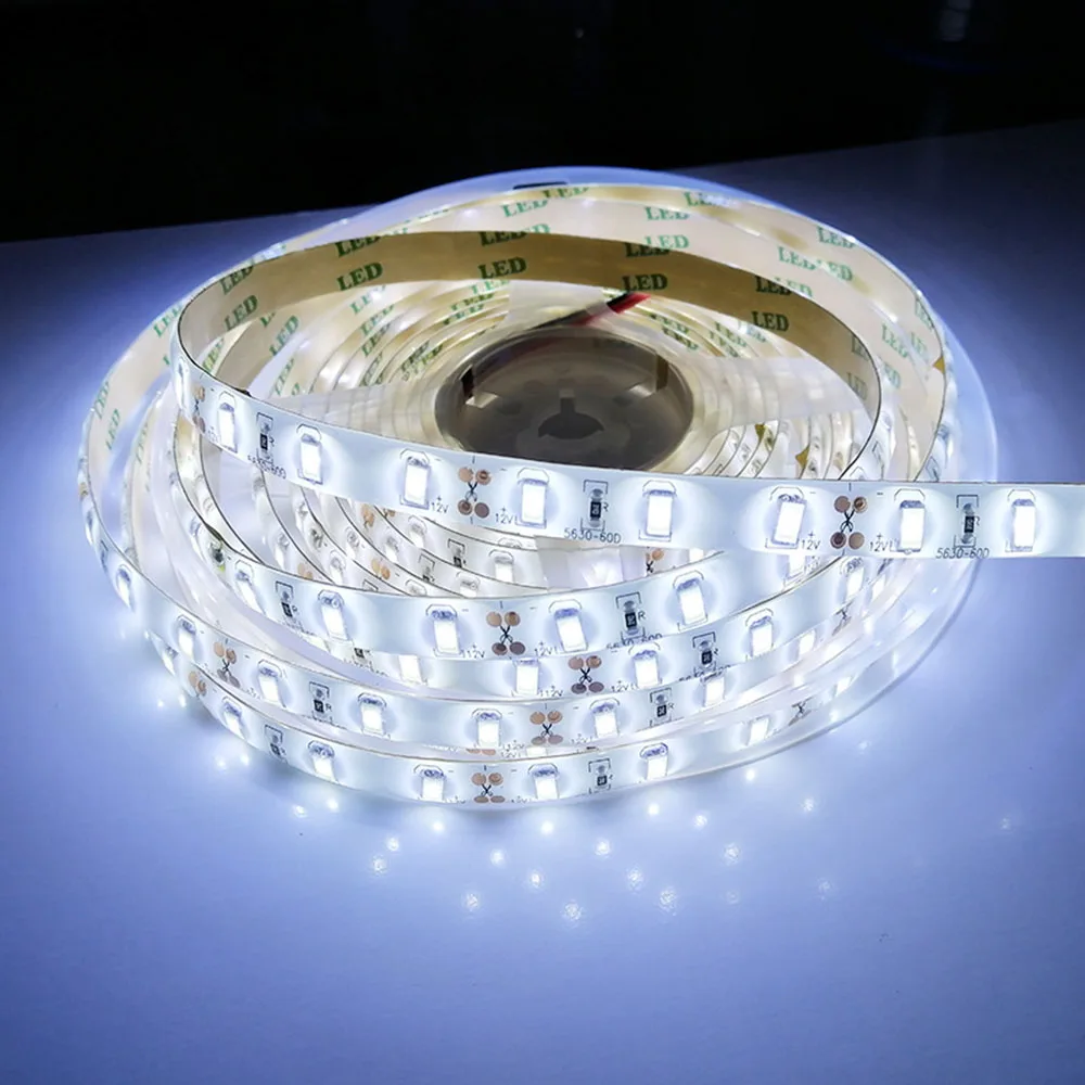 5630 LED Strip DC12V /24V 60LED/m 5m LED Strip Bright SMD Flexible LED Strip Warm White Cold White 4000K IP20 IP65Waterproof