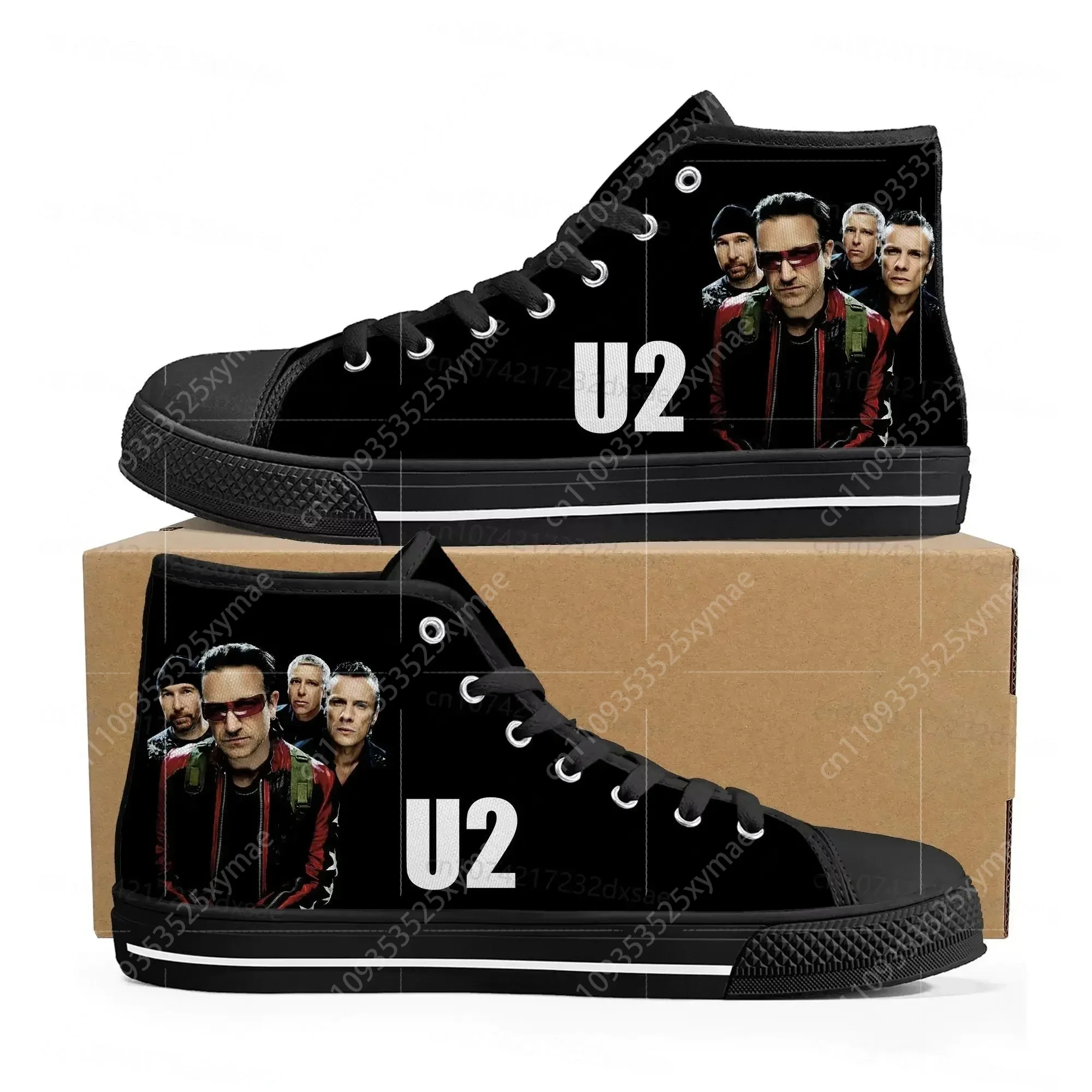 

U2 Rock Band Fashion punk High Top High Quality Sneakers Men Women Teenager Canvas Sneaker Casual Couple Shoes Custom Shoes