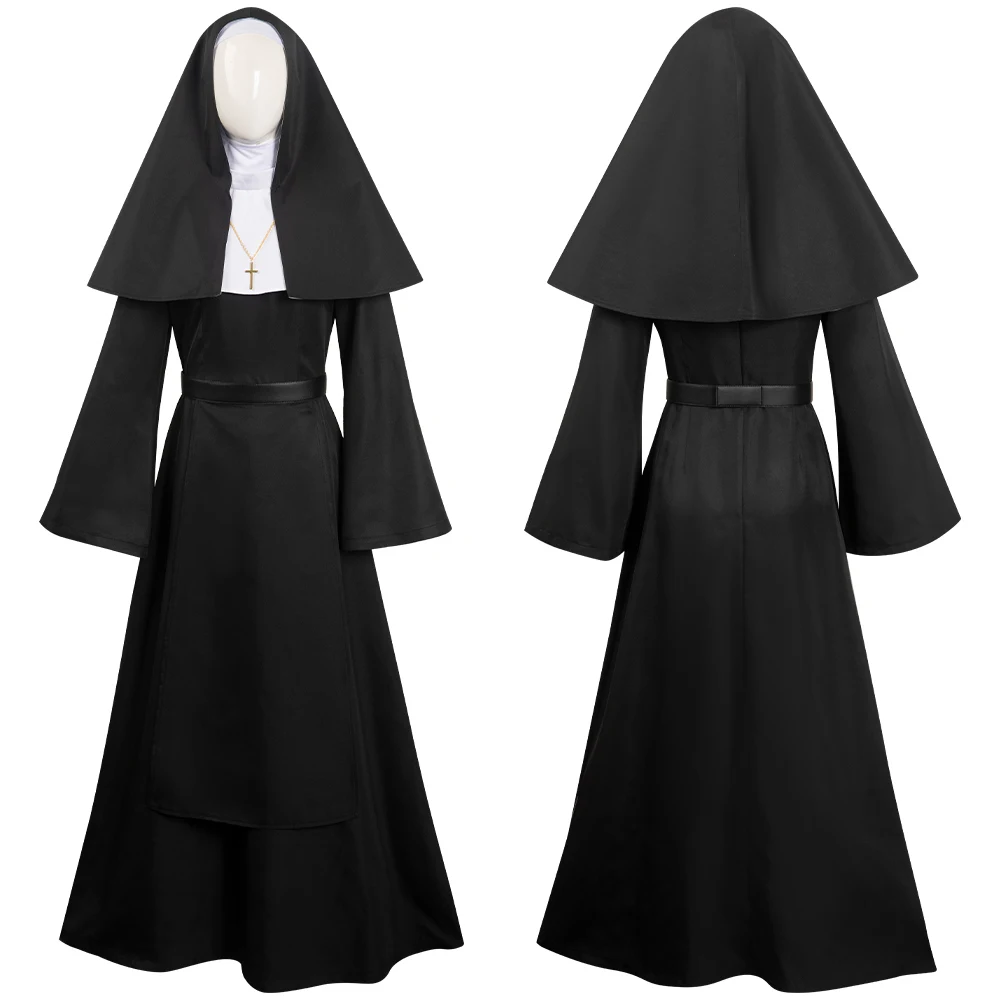 The Nun Cosplay Women Fantasia Headband Cloak 2023 Horror Movie The Nun 2 Costume Disguise Adult Female Dress Halloween Roelpaly