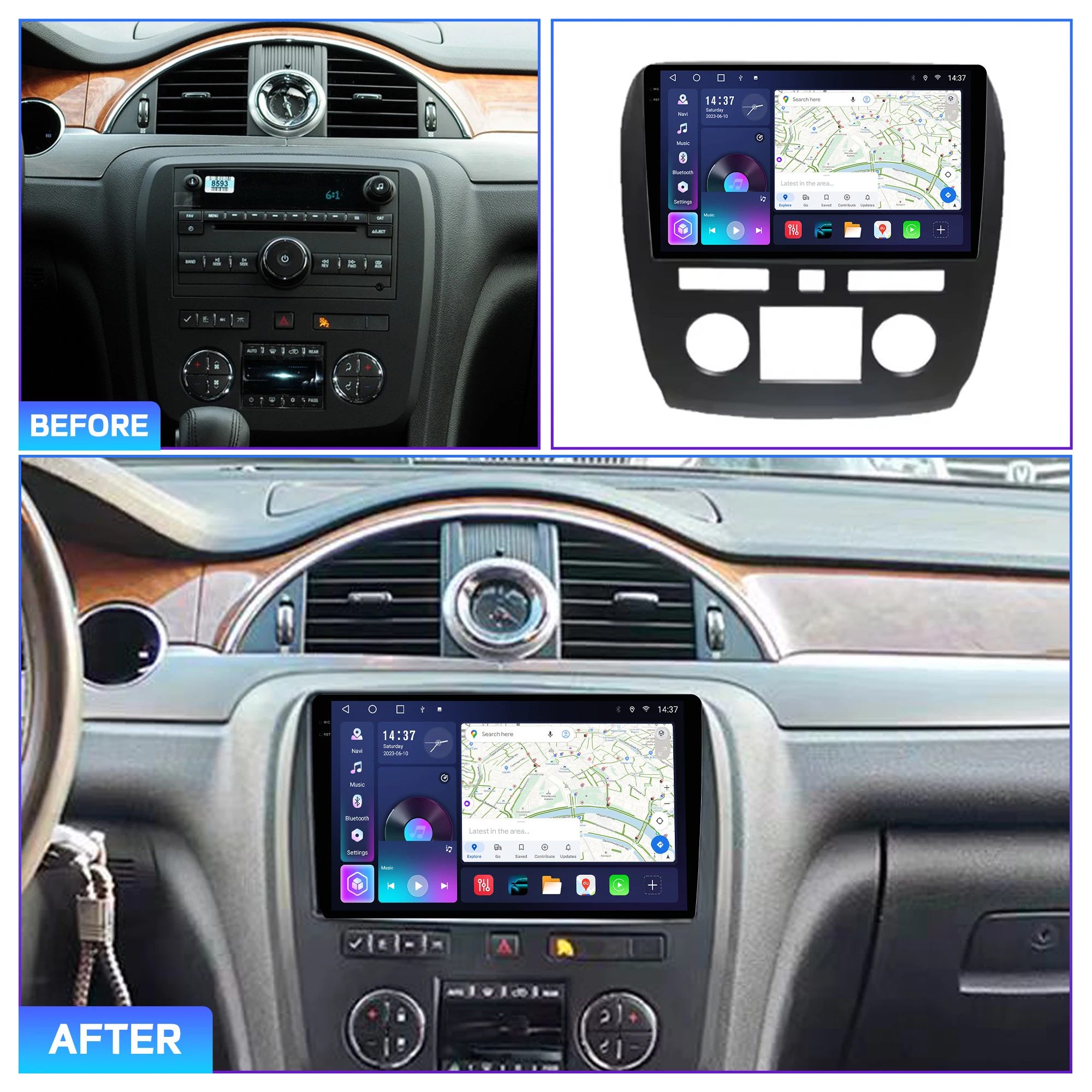 Penhui Android Car DVD Player 2 Din for Buick Enclave GMC 2009-2013 Multimedia Screen with DSP, Bluetooth, Audio & CarPlay