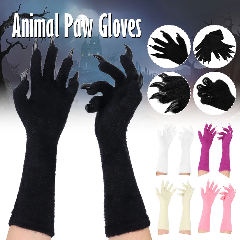 

Halloween Cos Ghost Claw Props Mittens Kig Claw Halloween Meat Pad Long Gloves Long Nail Animal Claw Gloves