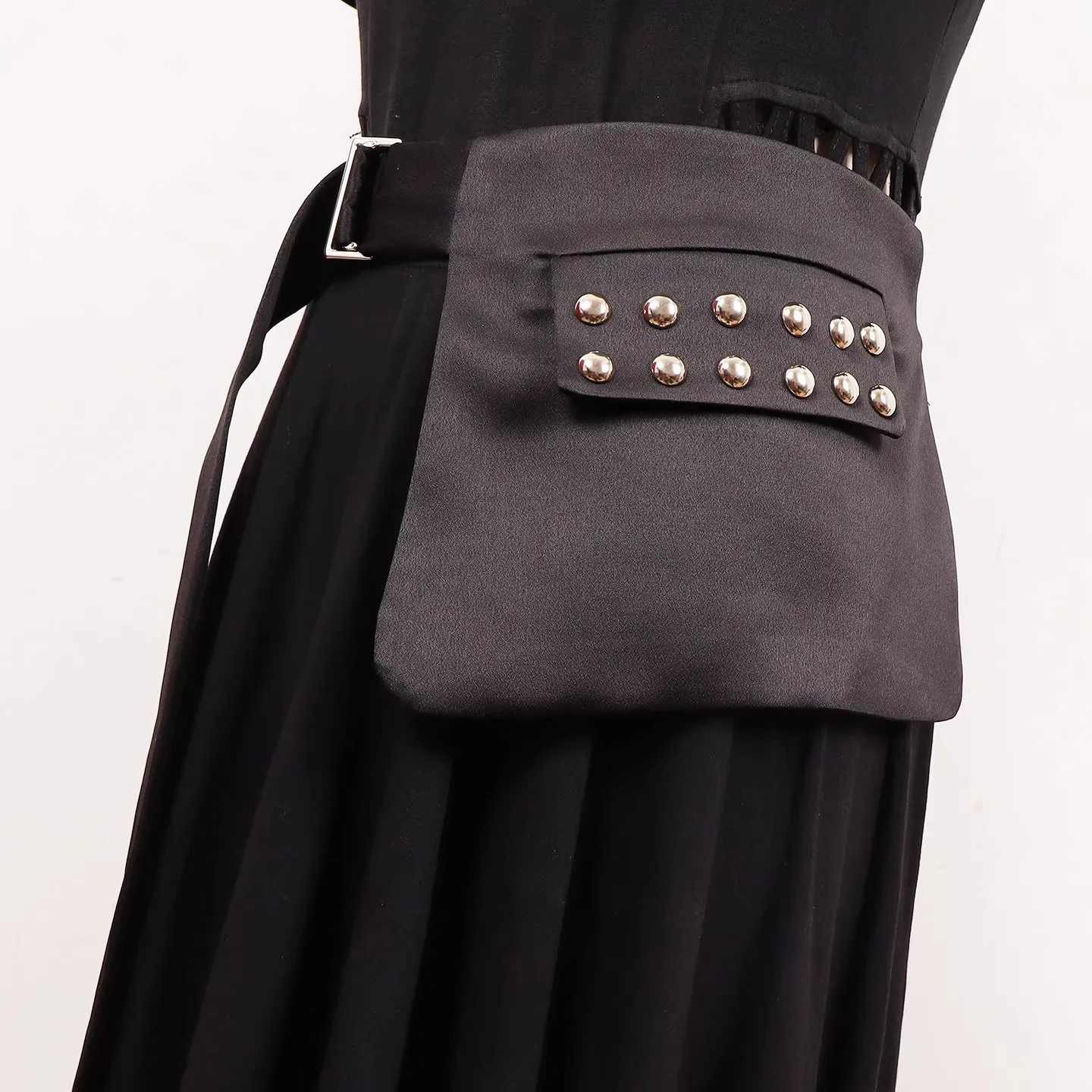 Женские модные черные тканевые пояса с заклепками, женское платье, корсеты, поясные ремни, украшения, широкий пояс R3139