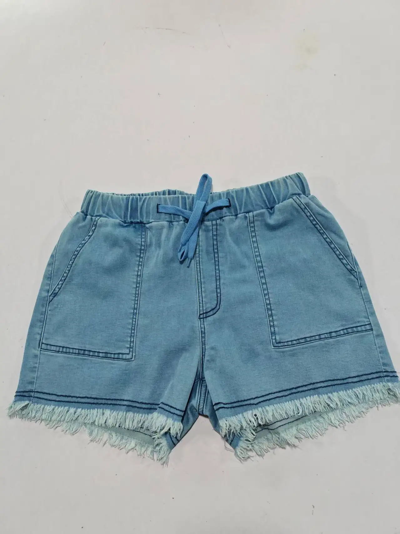 

ZMTUO женские джинсовые шорты больших размеров с эластичной резинкой на талии и бахромой, повседневные летние модные наряды Y2K, уличная одежда, шикарные джинсы