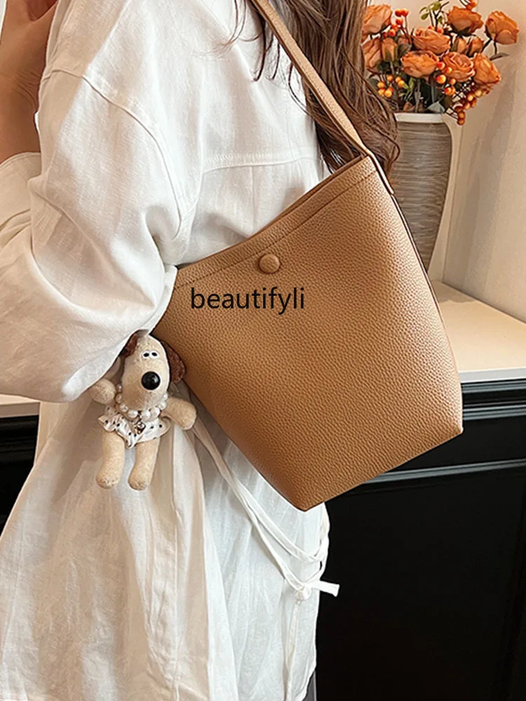 

Hand-Carrying Fashion Bucket Bag Korean Simple All-Match Shoulder Bag Niche Fashion Underarm Bag