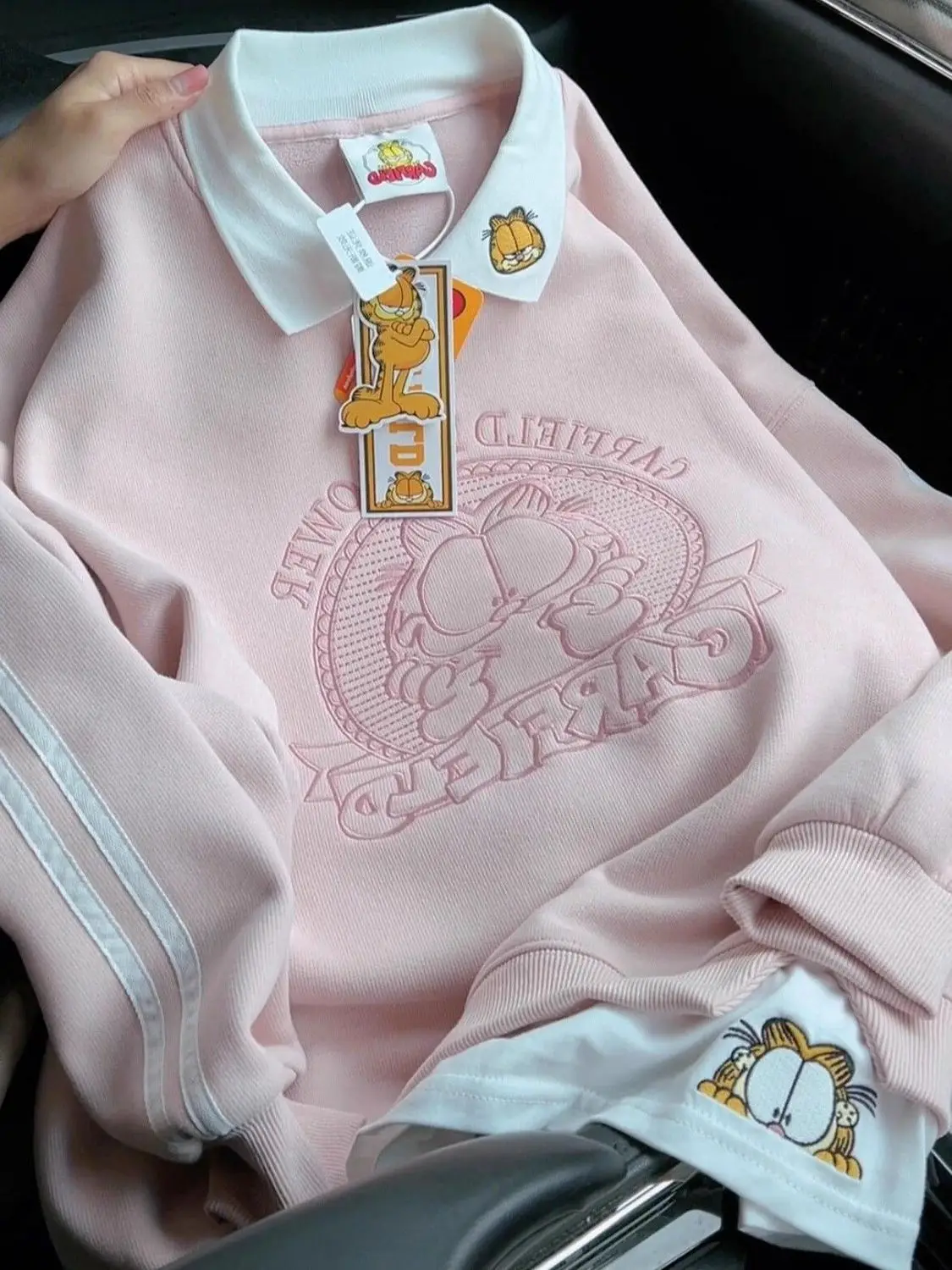 

Dopne Sweet Pink Heavy Embroidery Hoodie Sweatirt Loose Fit for Men And Women Autumn Winter Faionable Top