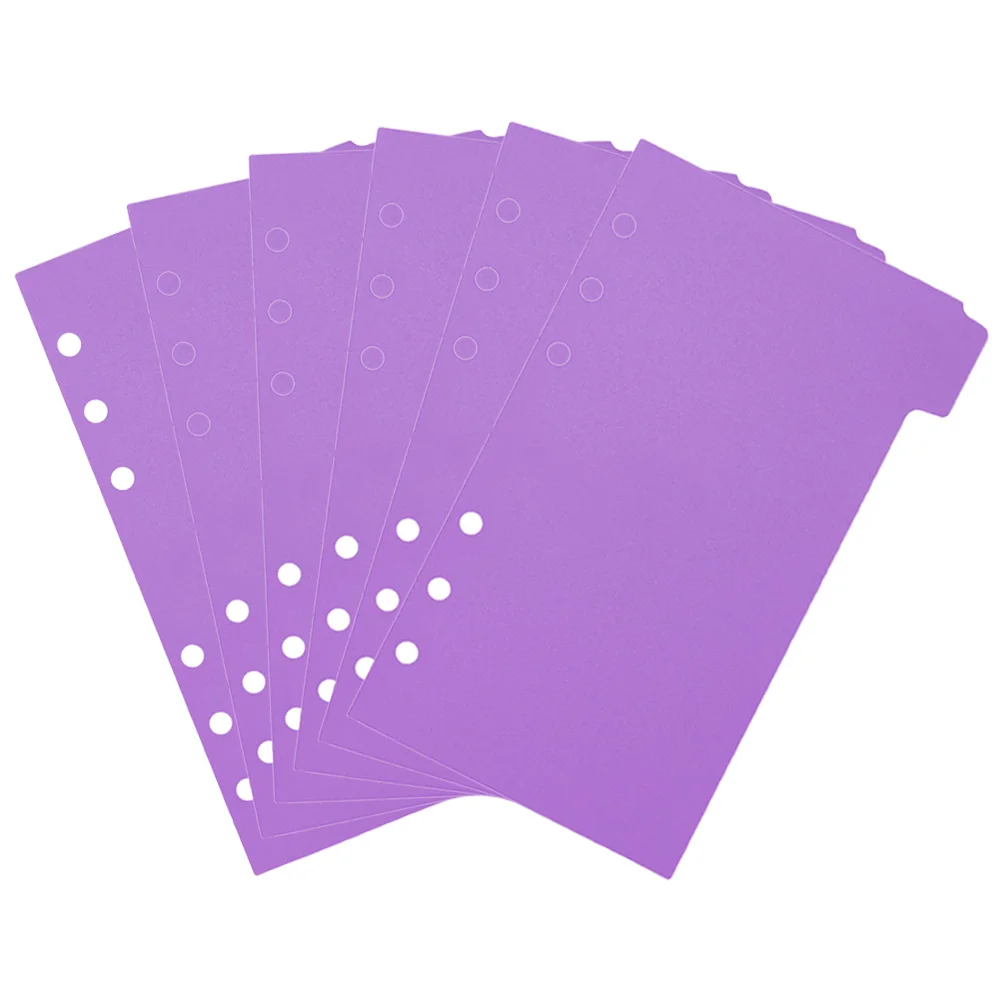 

6 Sheets Tabs Pocket Separator Ring Paper Dividers Folder Binder with Purple Plastic