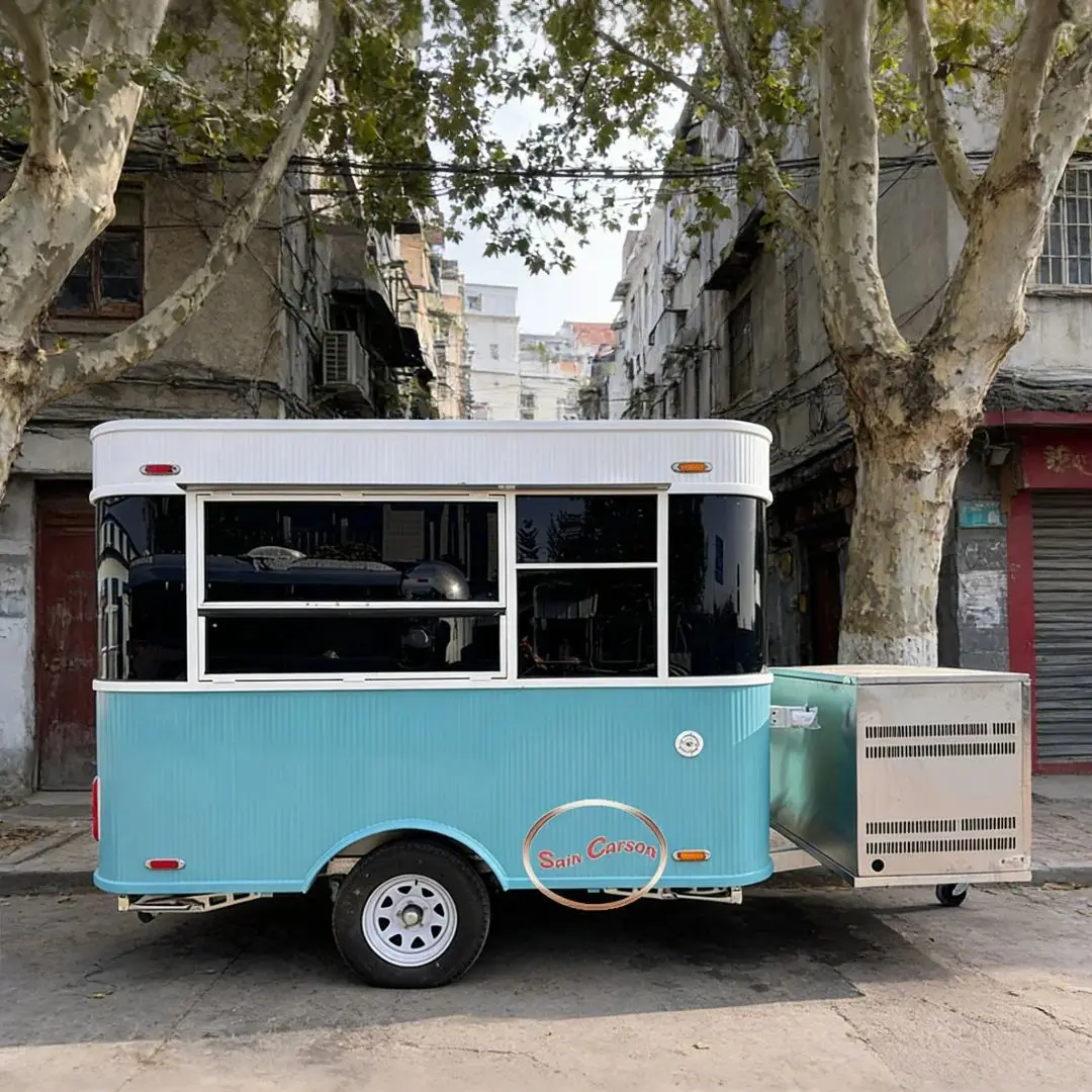 Sun Carson Fiberglass Mobile Food Cart Street Food Trailer with Griddle Fryer Sink And Ventilation System for Business Use
