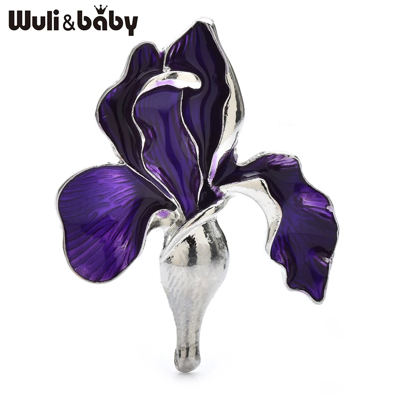 Wuli&baby Elegant Enamel Orchid Flower Brooches For Women Unisex 3-color Beautiful Plants Office Party Clothes Brooch Pins Gifts