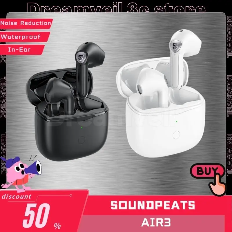 

SoundPEATS Air3 Wireless Bluetooth Gaming Earphones In-Ear Earbuds Waterproof Enc Ipx4 Noise Reduction Sports Mini Headsets gift